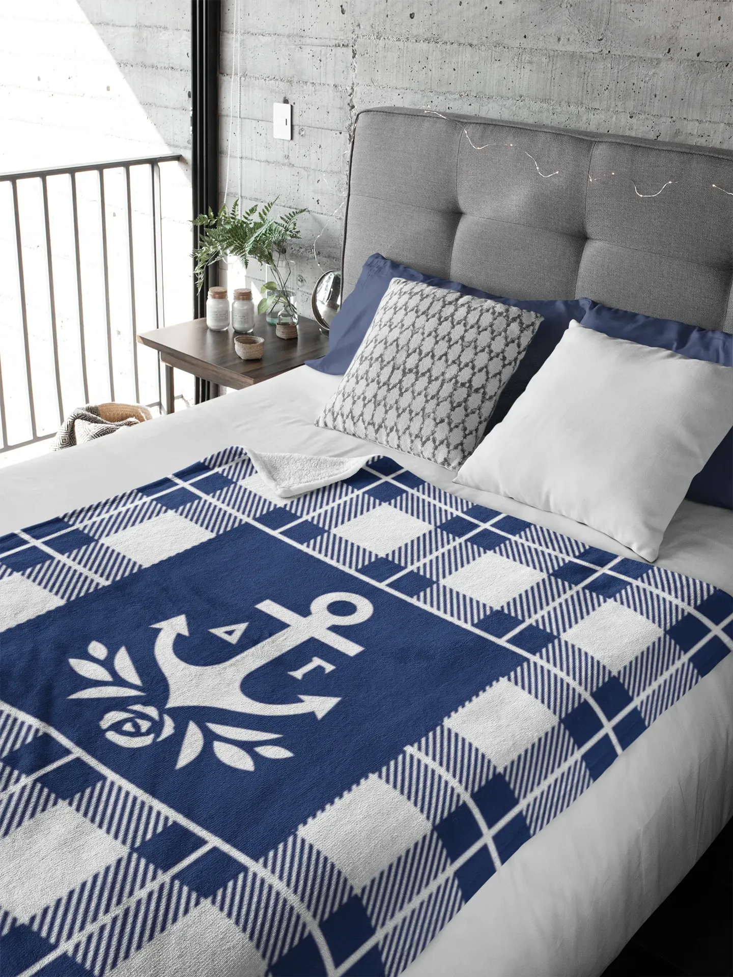 Delta Gamma XL 60x80 Plaid Sherpa Blanket Throw Blankets