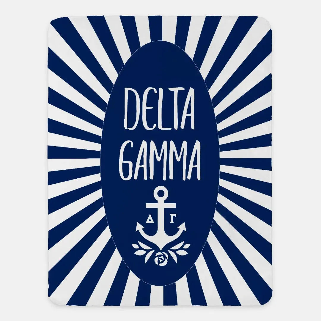 Delta Gamma XL 60x80 Starburst Sherpa Blanket Navy Throw Blankets