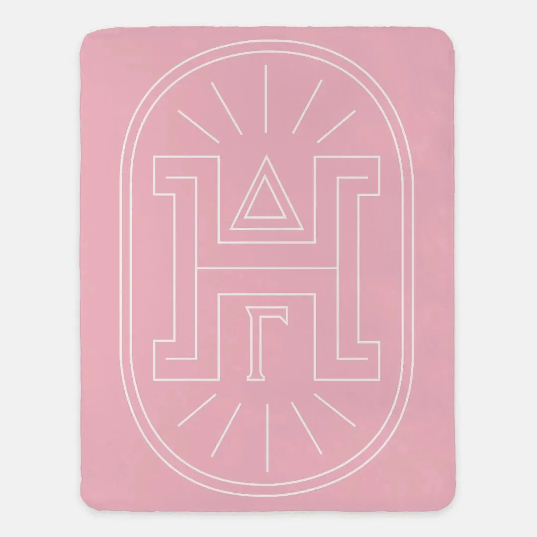 Delta Gamma XL 60x80 Sherpa Throw Blanket - Traditional Badge Pink Throw Blankets