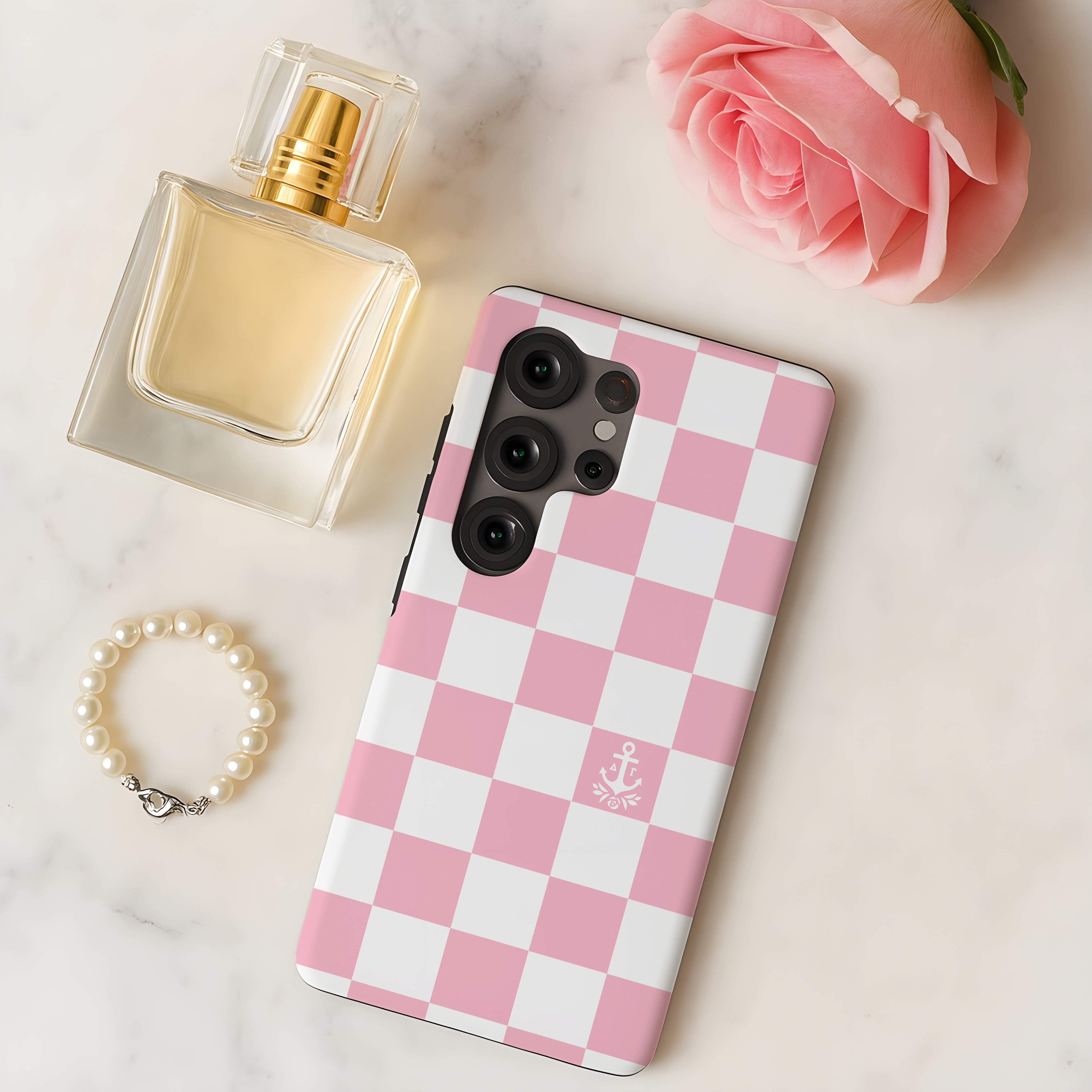 Delta Gamma Samsung Galaxy Mobile Phone Case - Pink Check