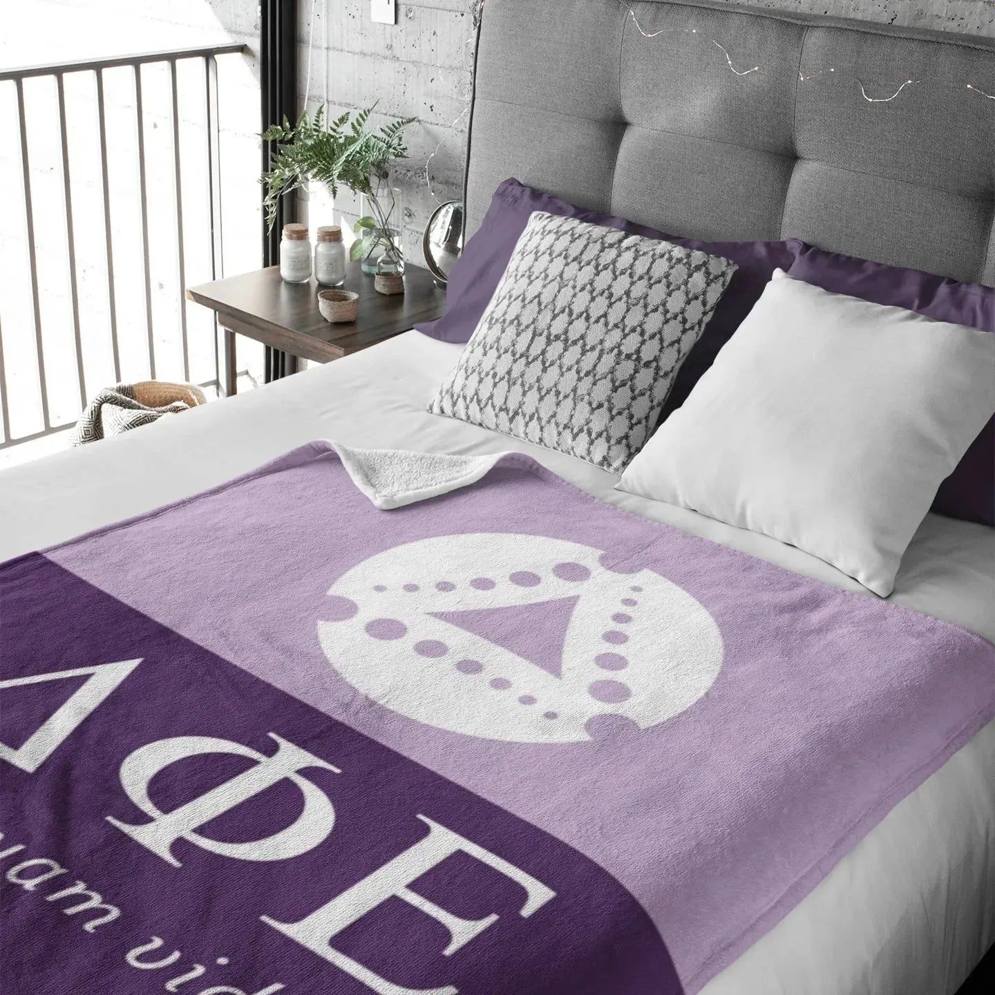 Delta Phi Epsilon XL 60x80 Sherpa Throw Blanket - Color Block Throw Blankets