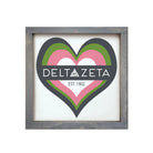 Delta Zeta 12x12 Heart Wood Framed Sign | Gifts | Custom Dorm Decor 