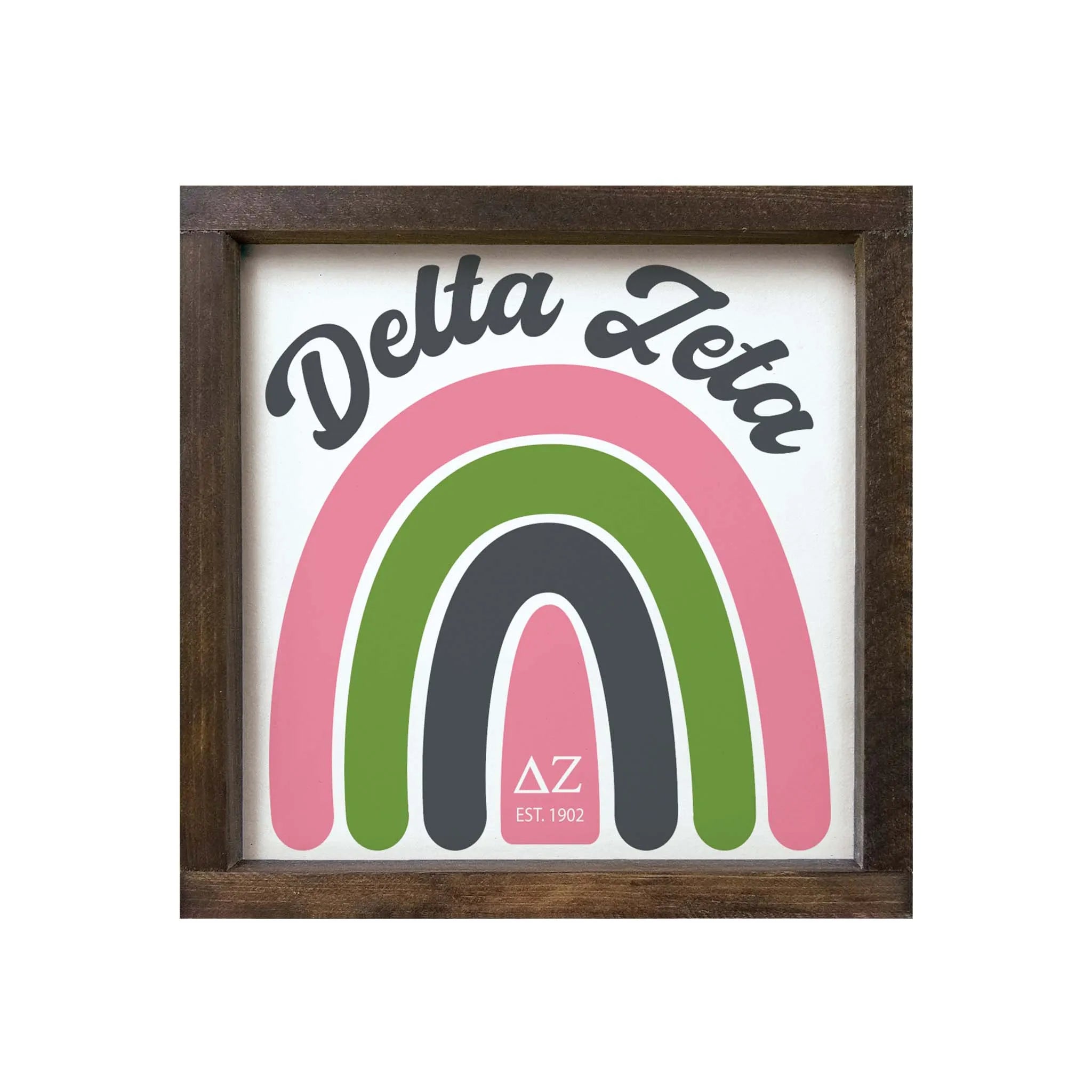 Delta Zeta Sign - Rainbow - 12"x12"| Custom Gifts and Merchandise | Decor | Festive Fit Home