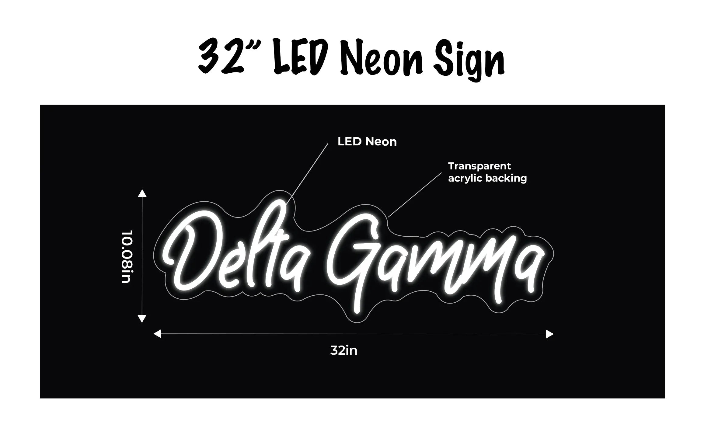 Delta Gamma LED Neon Script Sign w/ Dimmer Neon Signs