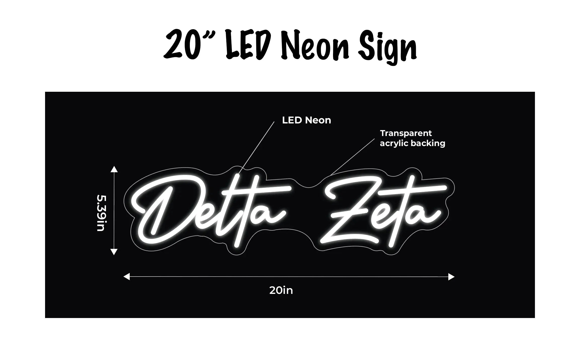 Delta Zeta LED Neon Sign w/ Dimmer Neon Signs