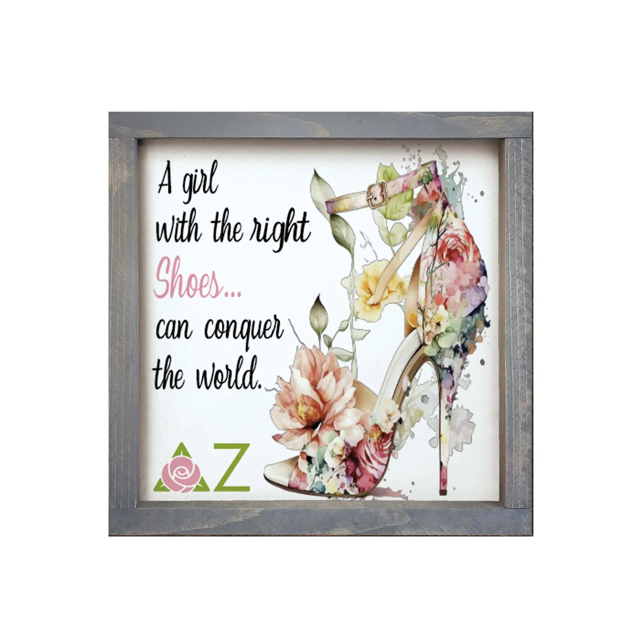 Delta Zeta 12x12 Wood Framed Sign - The Right Shoes