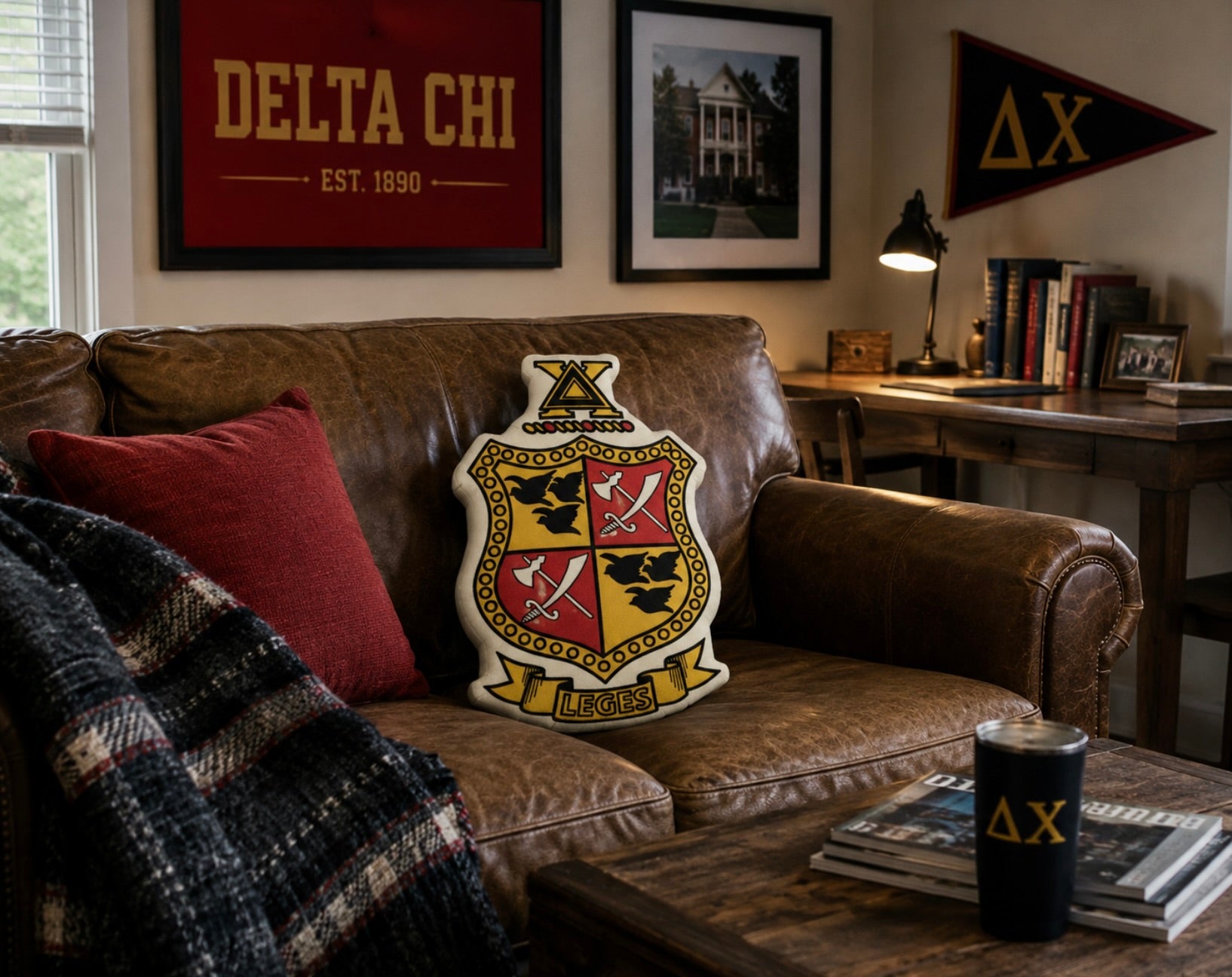 Delta Chi Crest Custom-Shape Throw Pillow | D-Chi Gifts