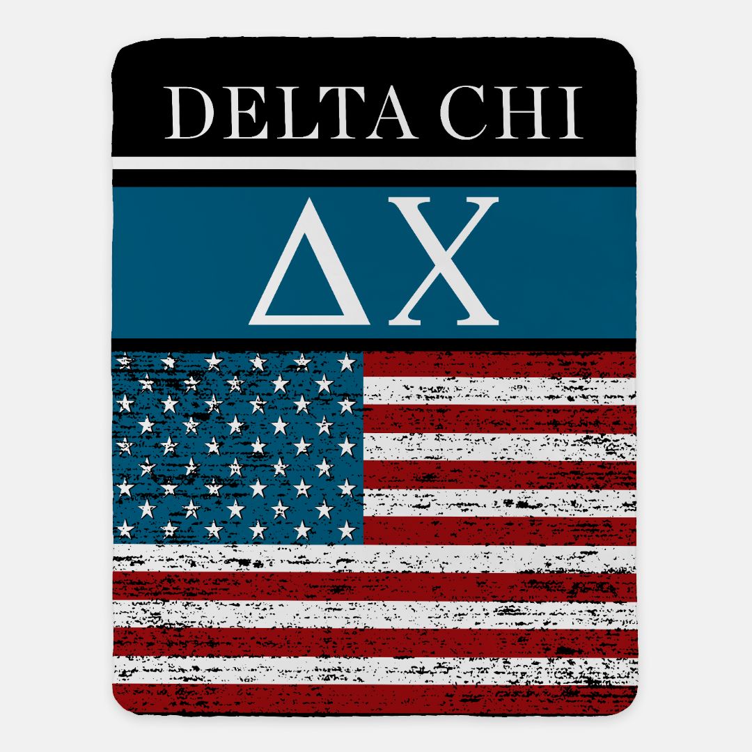 Delta Chi Sherpa Blanket XL 60x80 American Flag 