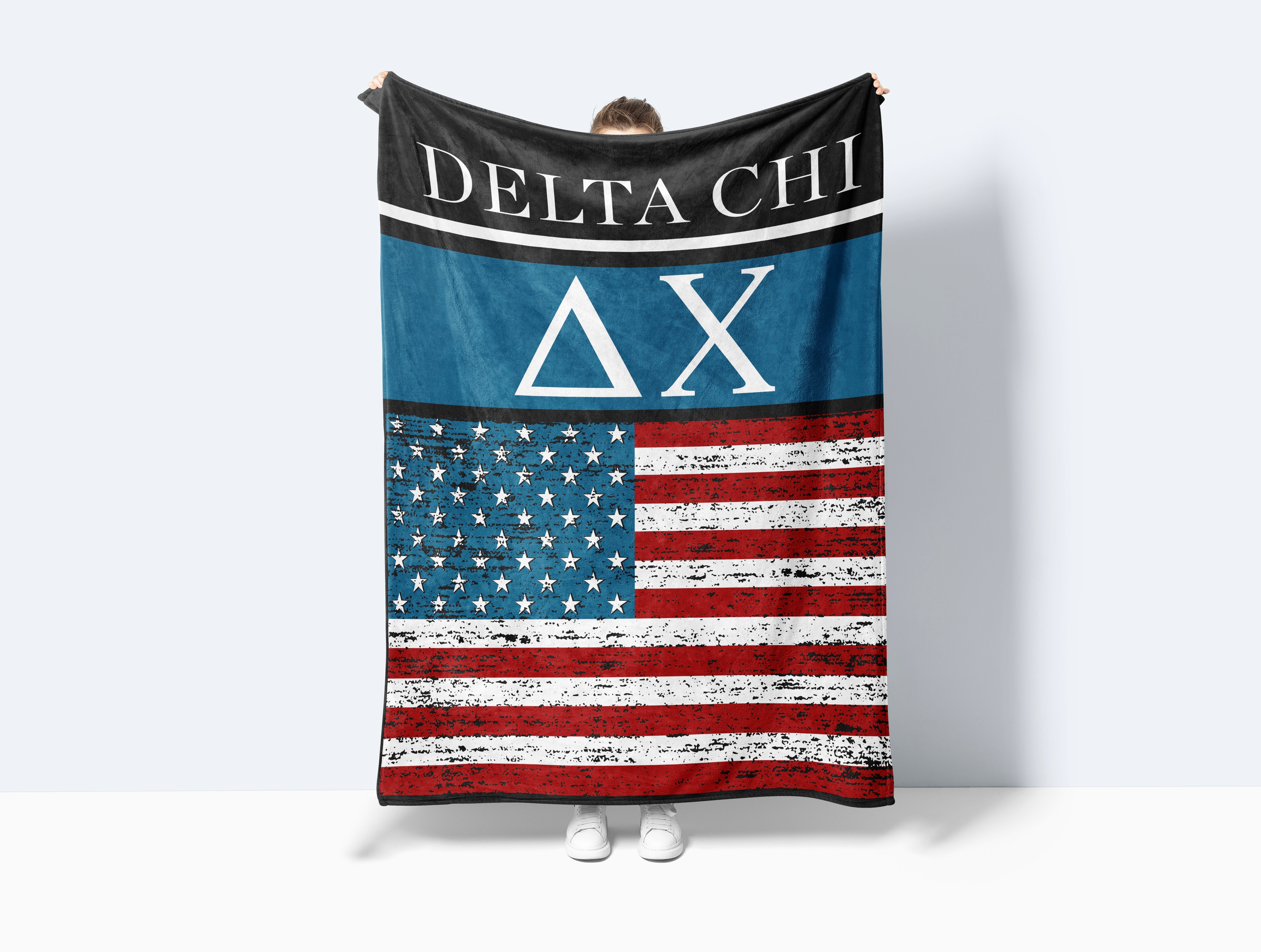 Delta Chi Sherpa Blanket XL 60x80 - American Flag | D-Chi Gifts