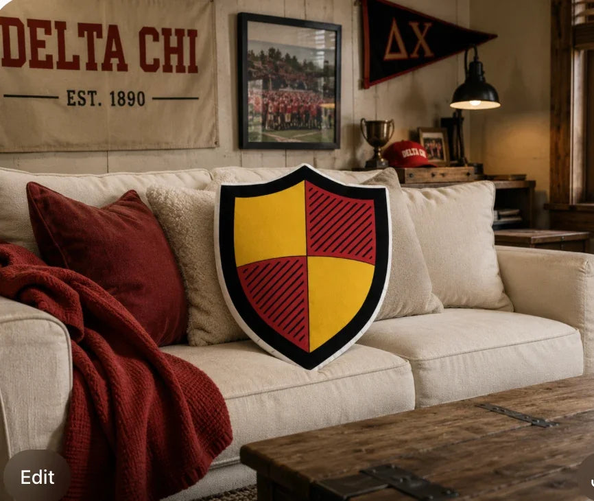 Delta Chi Shield Custom Shape Throw Pillow | D-Chi Gifts