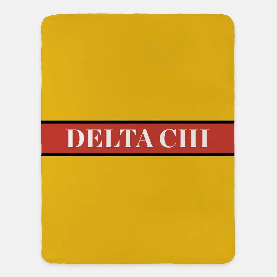 Delta Chi XL 60x80 Sherpa Throw Blanket Center Band Gold