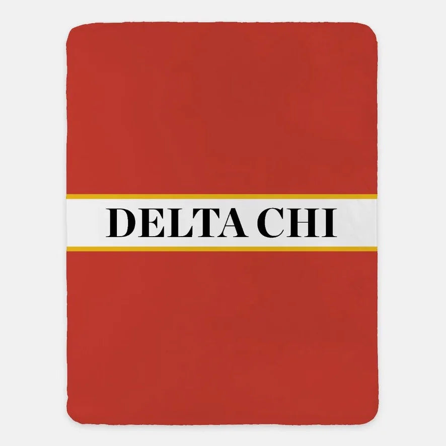 Delta Chi XL 60x80 Sherpa Throw Blanket Center Band Red