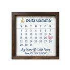 Delta Gamma Personalized Big Little Calendar Framed Sign 12x12 