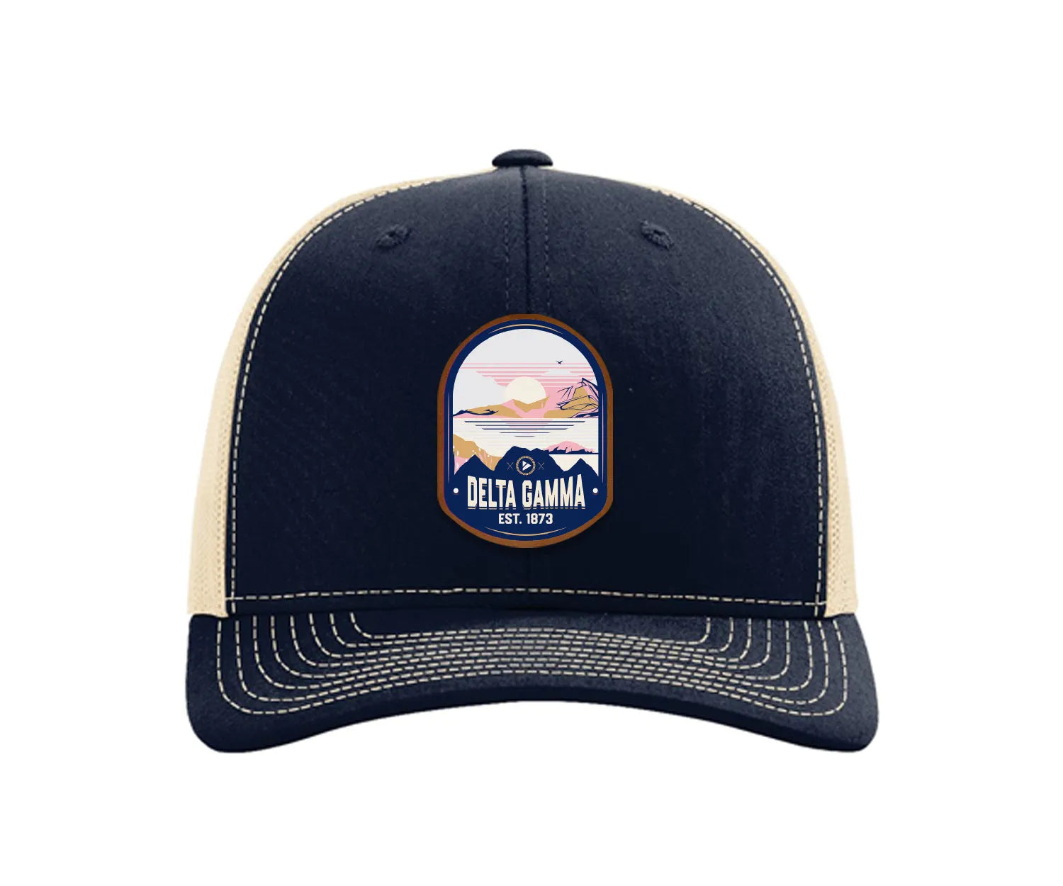 Delta Gamma Richardson 112 UV Print Leatherette Patch Trucker Hat - Ventura Trucker Hat
