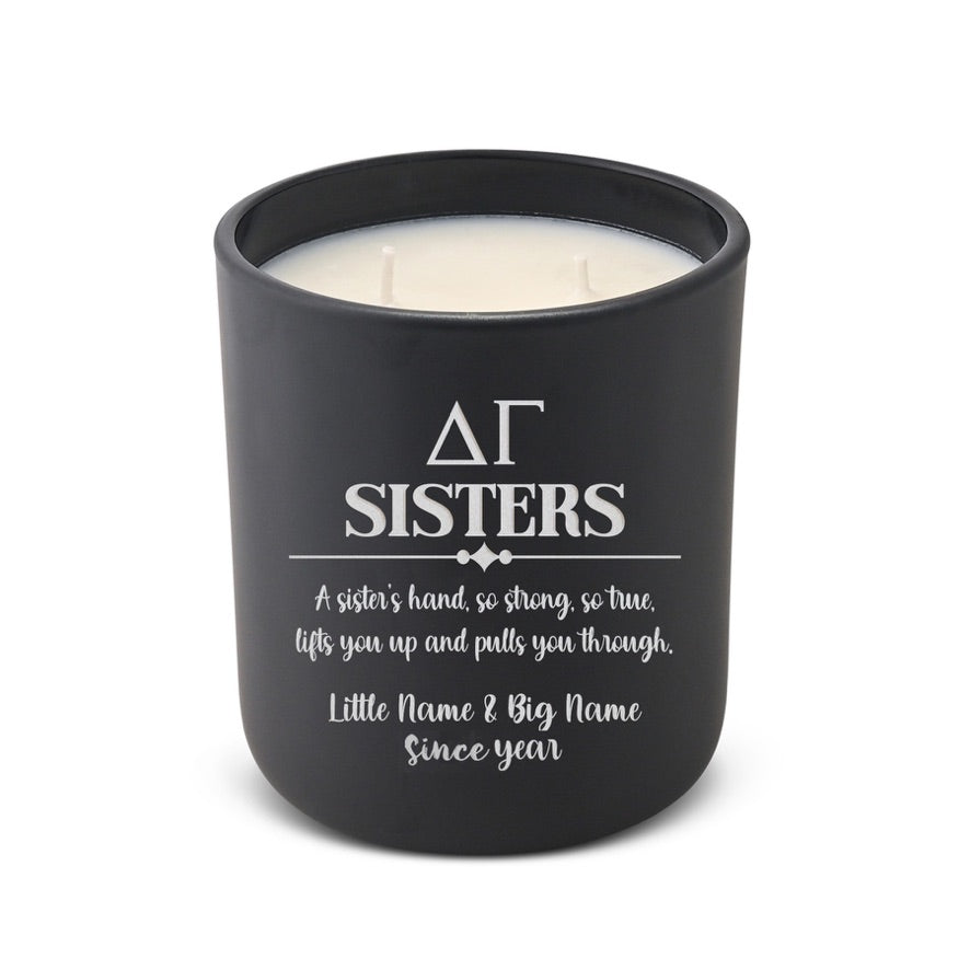 Personalized Delta Gamma Laser Etched Glow Candle 12 oz. Sisters | DG