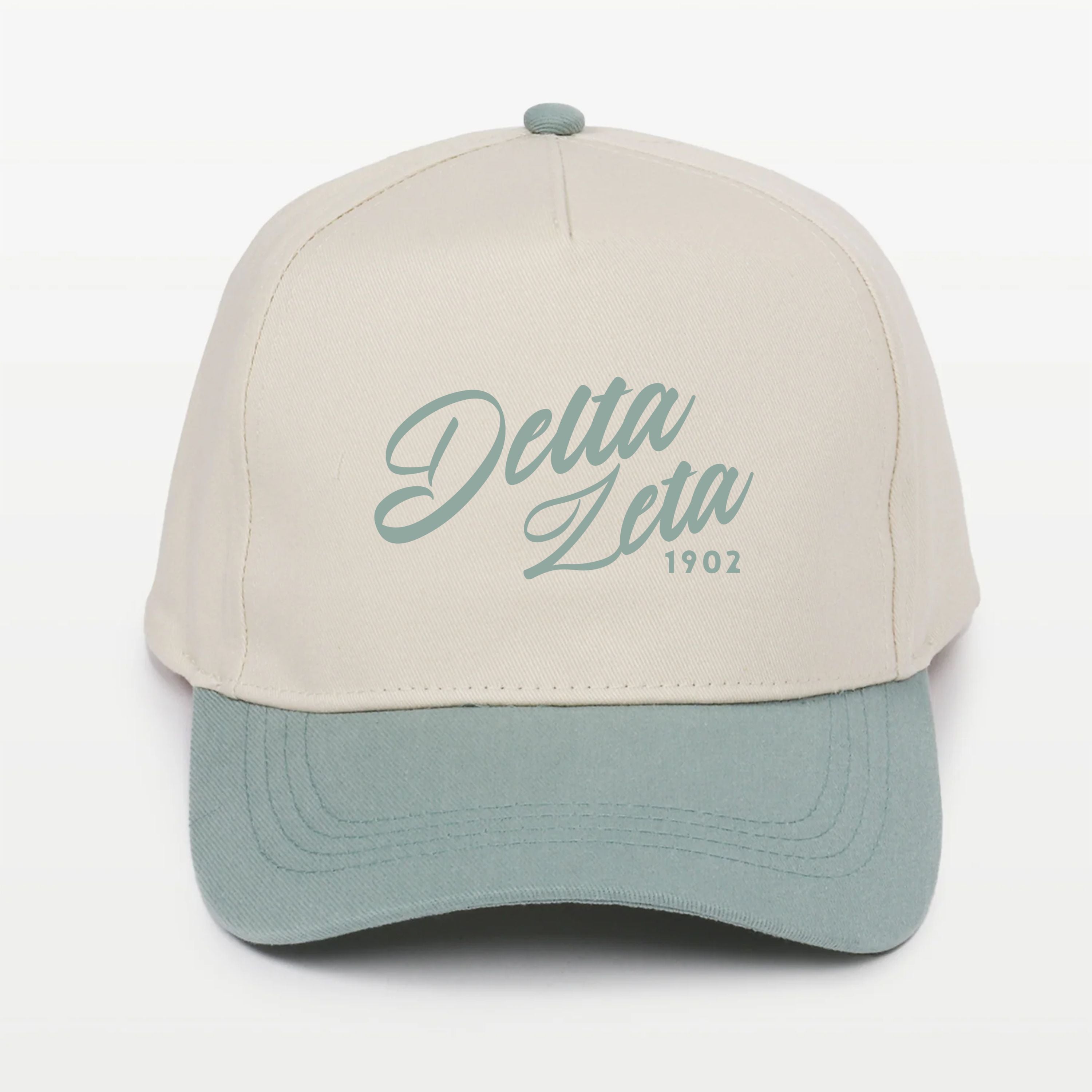 Delta Zeta Embroidered Two-Tone Baseball Cap - Script 1902 | Custom Gifts