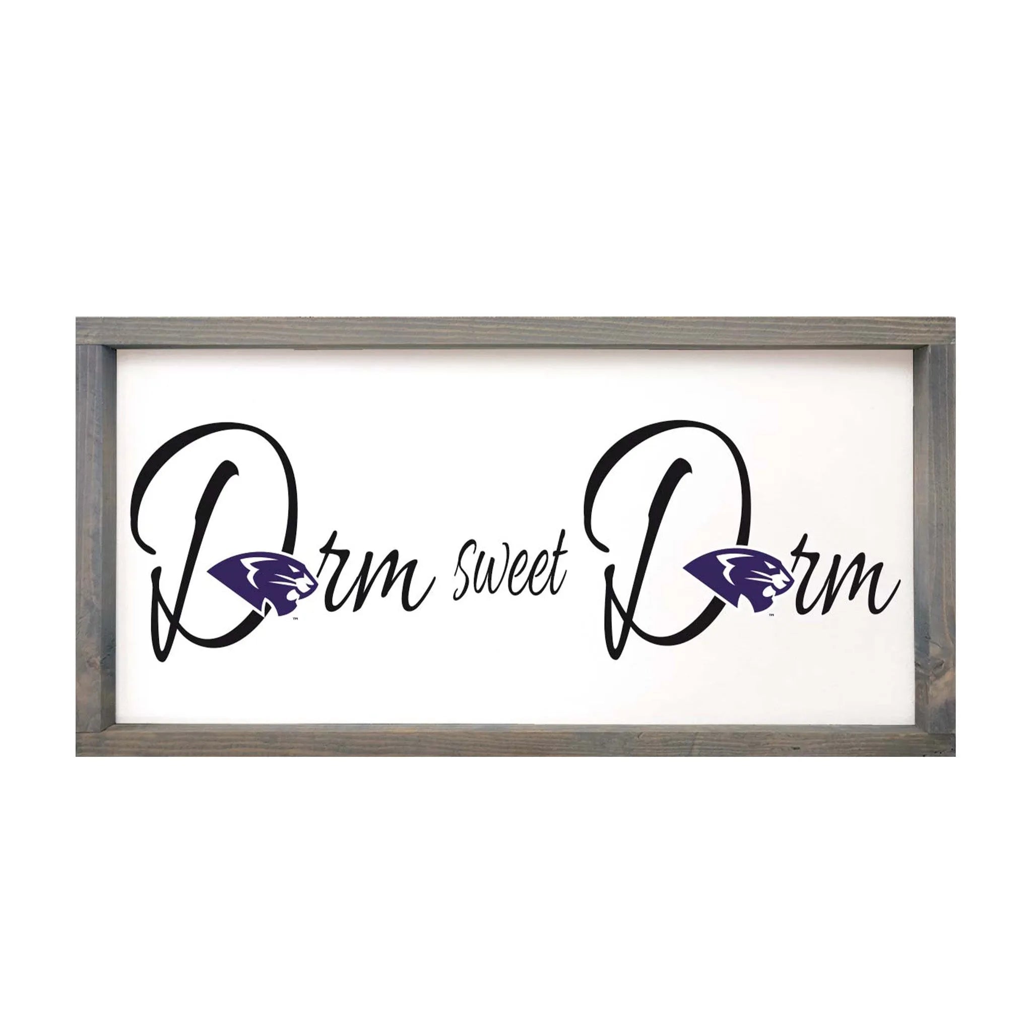 High Point University Dorm Sweet Dorm Framed Wood Sign - 12"x24" | Gifts and Merchandise | Festive Fit Home