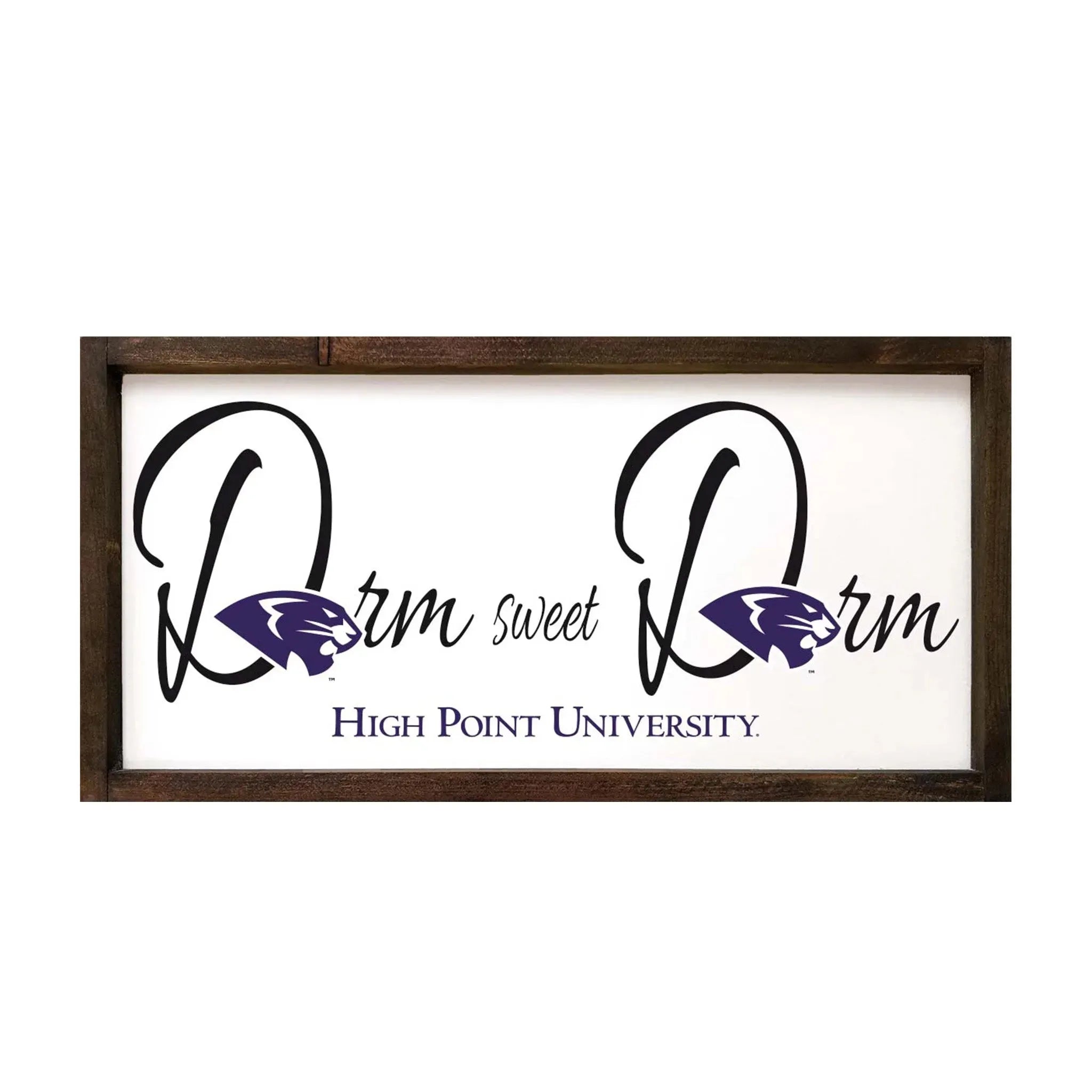 High Point University Large 12x24 Dorm Sweet Dorm Wood Framed Sign Walnut Stain Wall Art & Signs