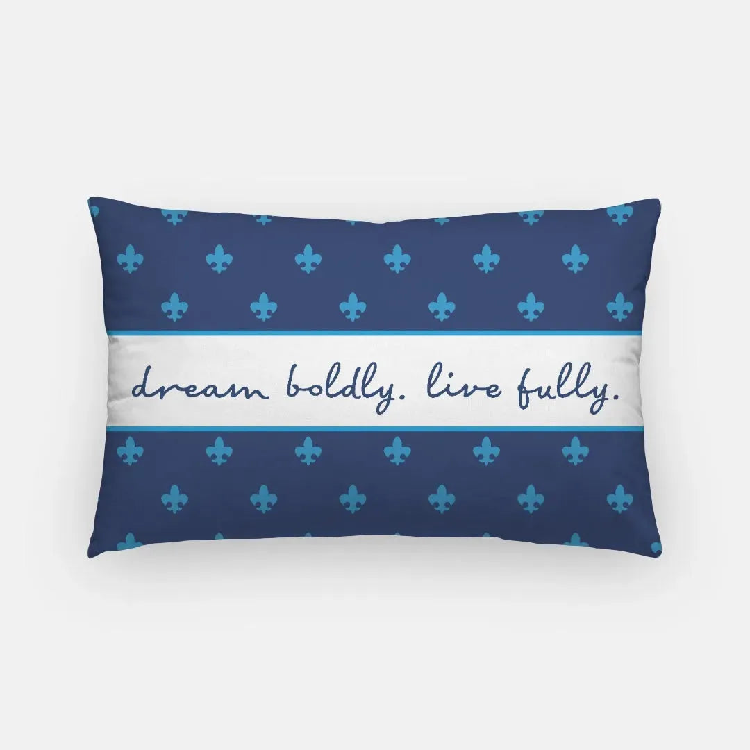 Dream Boldly. Live Fully. Lumbar Kappa Blue Lumbar Pillow