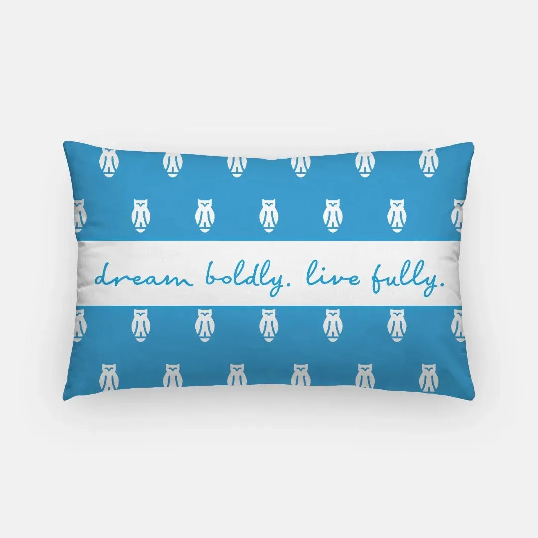 Dream Boldly. Live Fully KKG Owl Lumbar Pillow