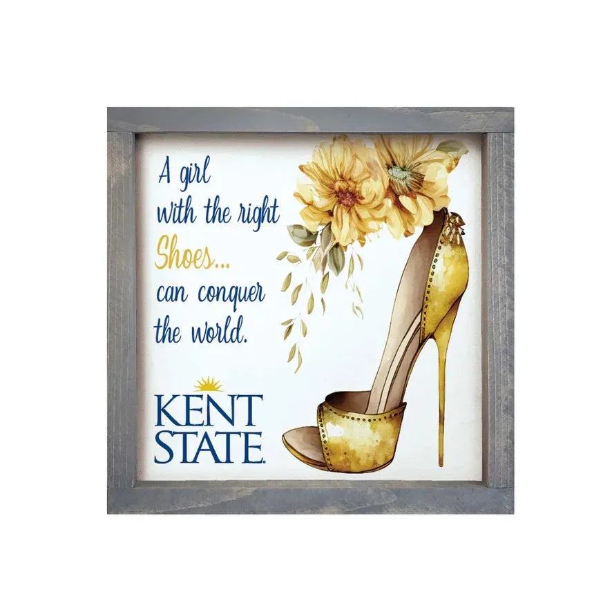 Kent State 12 x12 Wood Framed Sign - The Right Shoes Weathered Gray Wall Art & Signs