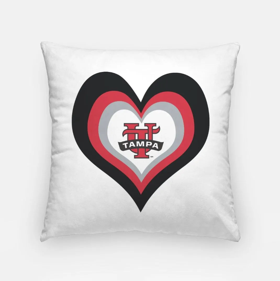 University of Tampa Throw Pillow Cover - Layered Heart - 18" Pillow Covers
