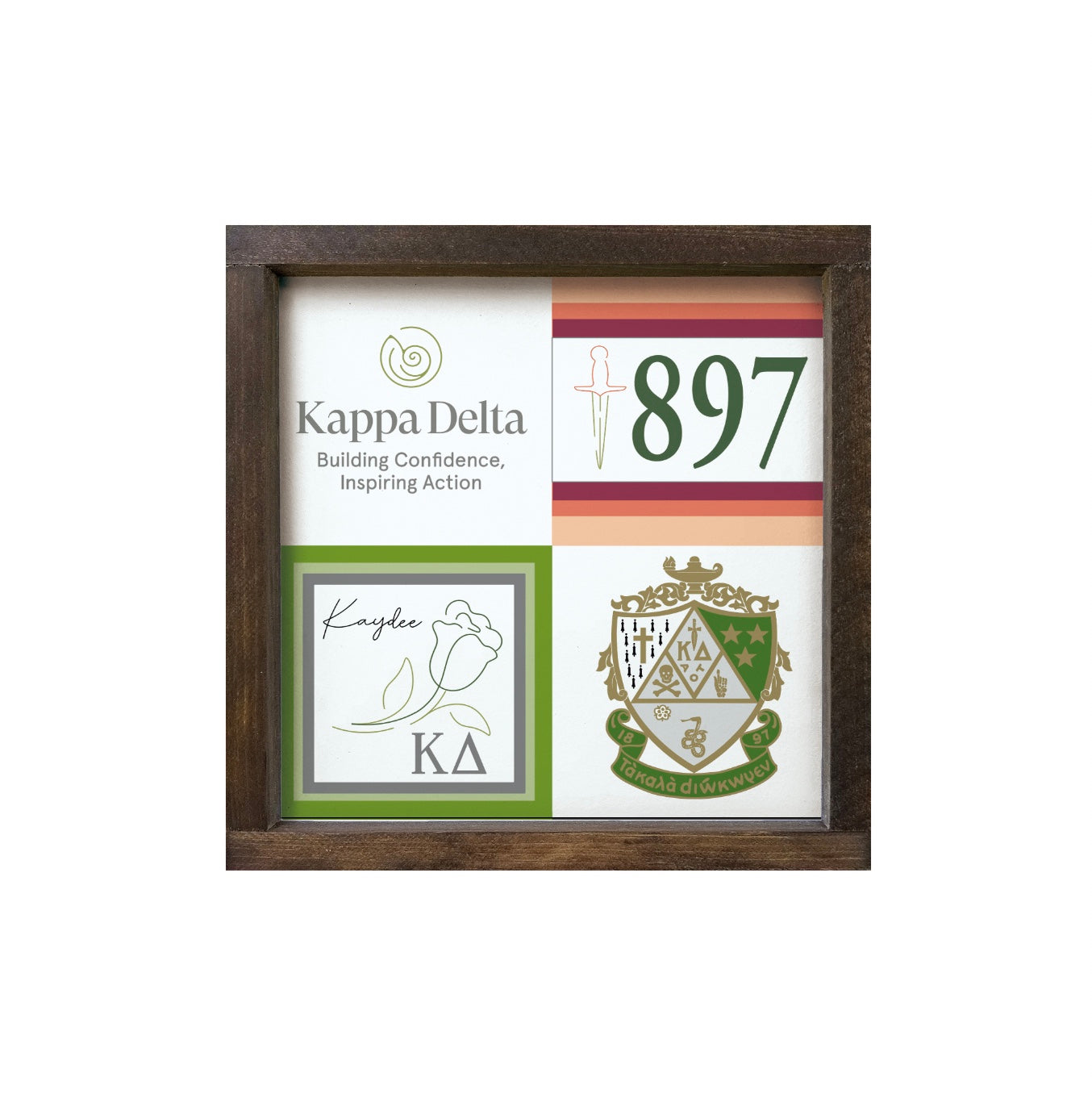 Kappa Delta 12x12 Wood Framed Sign - Color Block | Kaydee Gifts & Decor