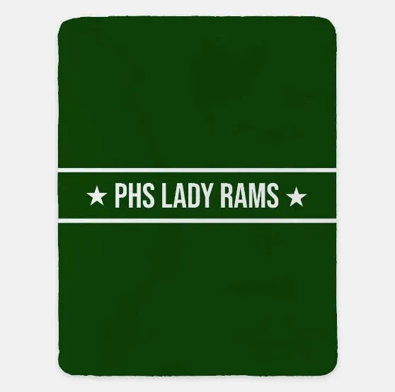 Pennridge Women's Soccer XL 60x80 Sherpa Blanket - Center Band Green Throw Blankets