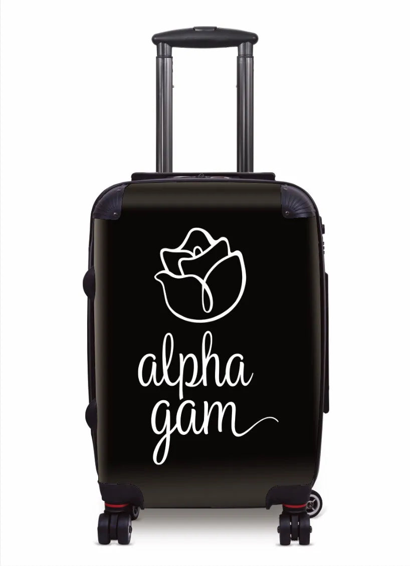 Alpha Gam Carry-on Suitcase -Rose Black Suitcases