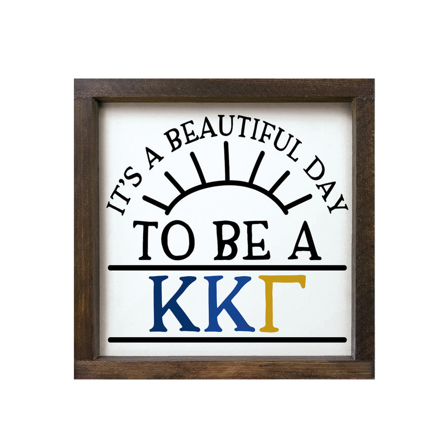 Kappa Kappa Gamma Wood Framed Sign 12x12 - Beautiful Day | KKG Gifts