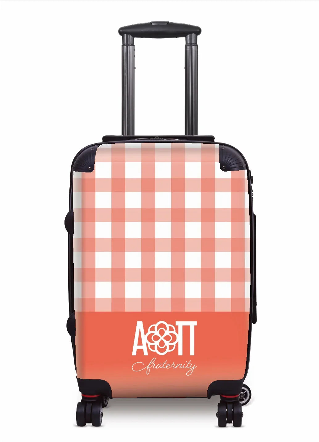 Alpha Omicron Pi Carry-on Suitcase - Gingham Coral Suitcases