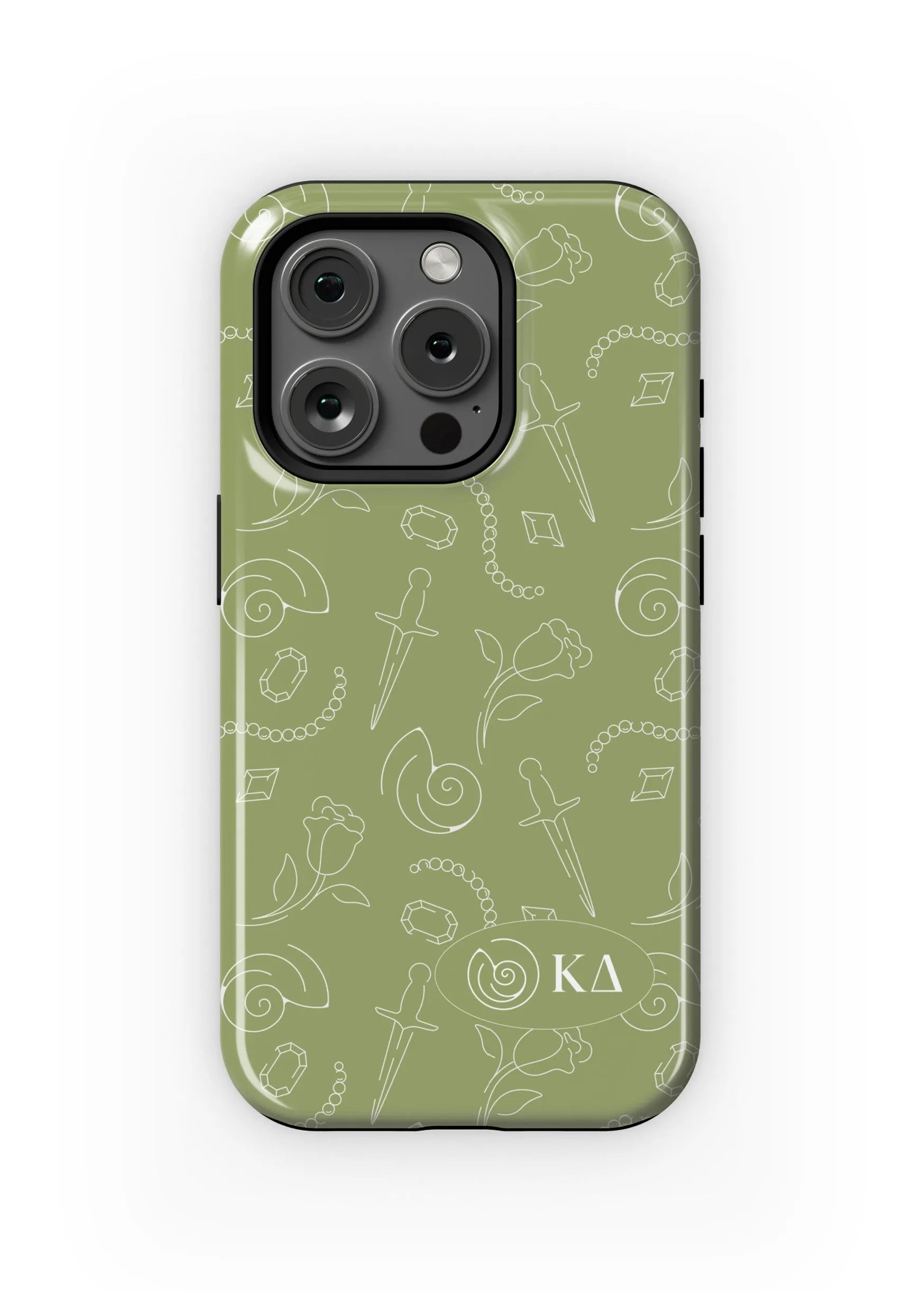 Kappa Delta iPhone 16, 15, 14 Mobile Phone Case Olive Kaydee Icons