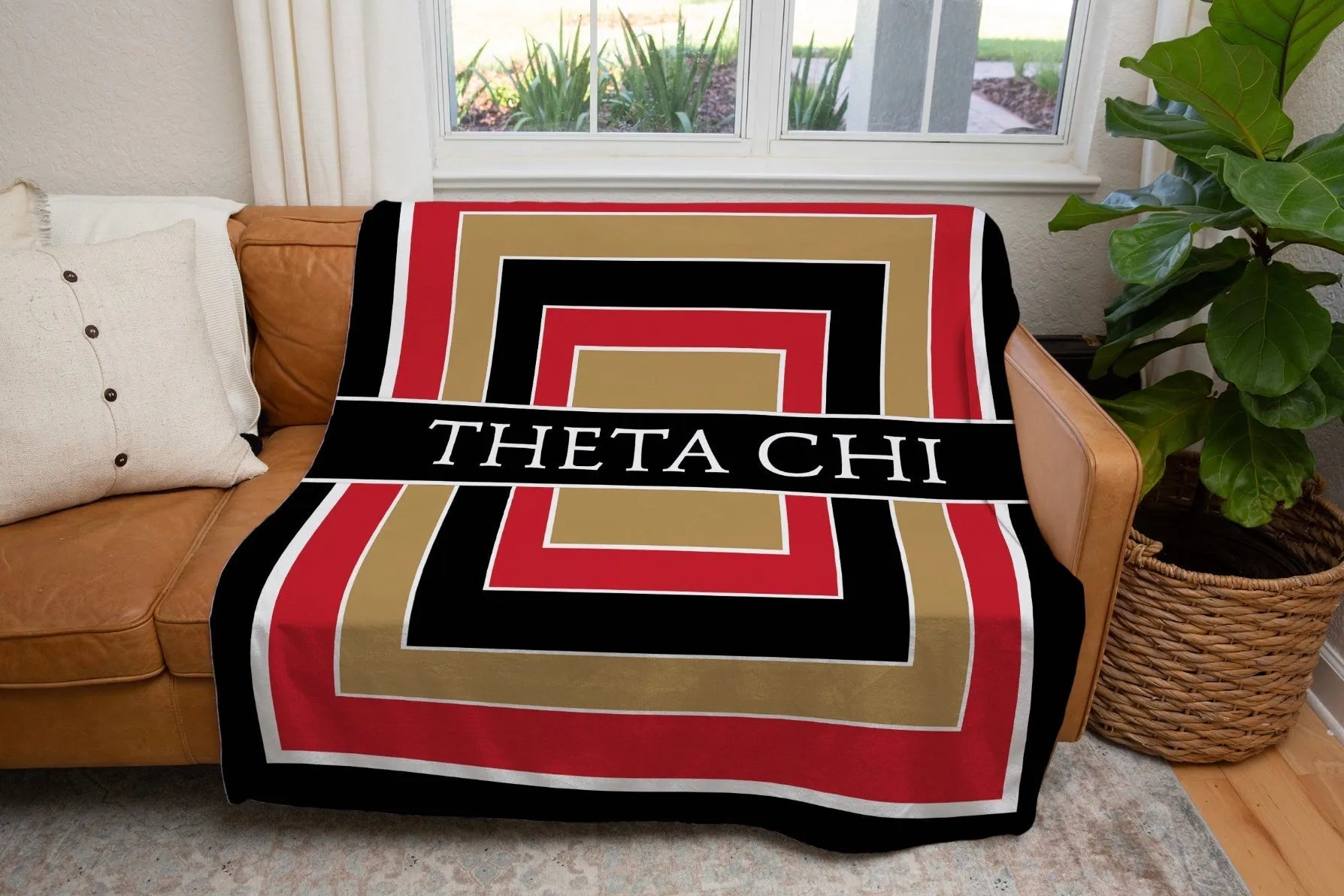 Theta Chi XL 60x80 Sherpa Blanket - Geo Throw Blankets