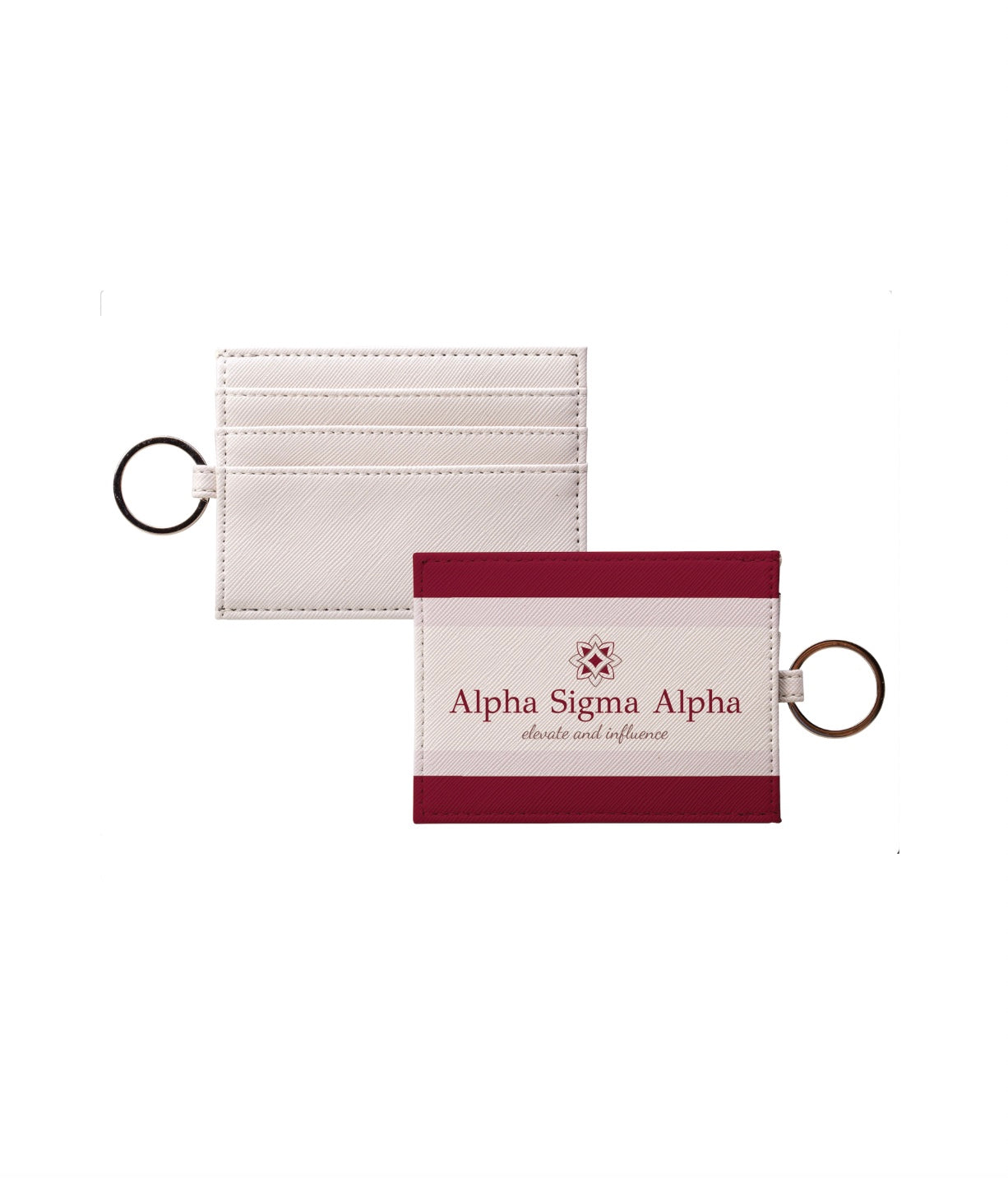 Alpha Sigma Alpha Vegan Saffiano Leather Keychain Card Holder - Greek