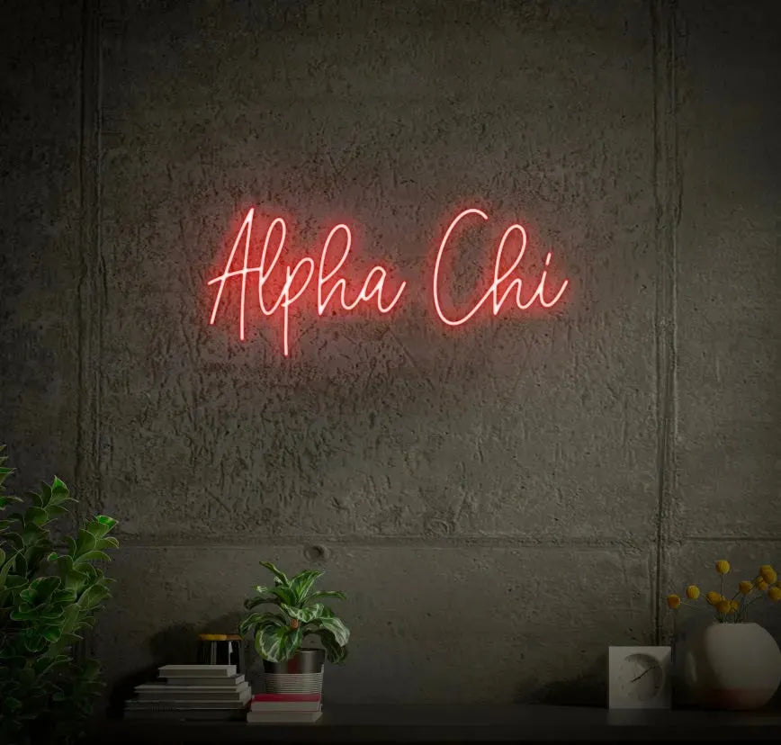 Alpha Chi Omega LED Neon Script Sign w/ Dimmer Neon Signs
