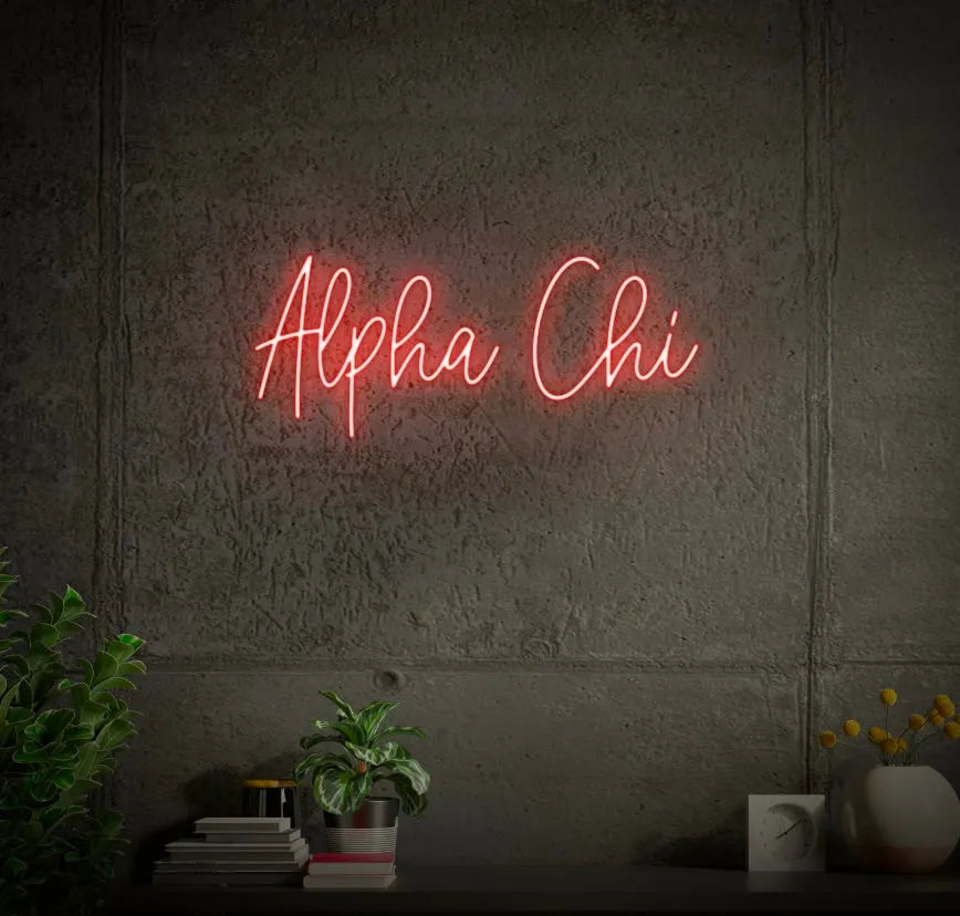 Alpha Chi Omega LED Script Neon Sign | Dorm Decor | Party Sign Gifts