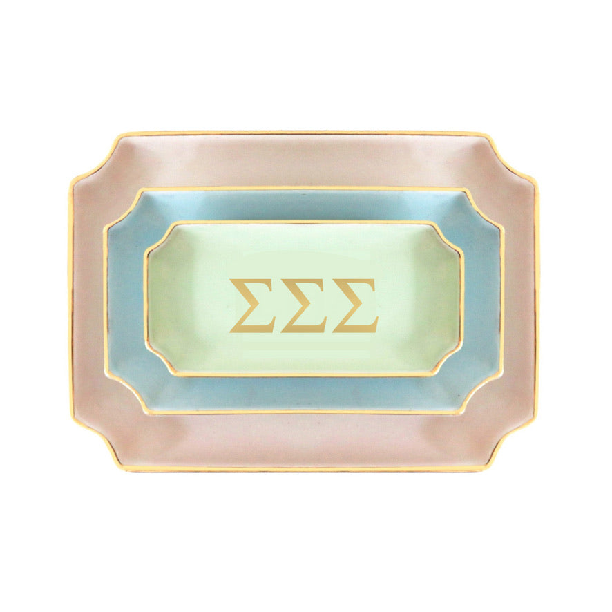 Tri Sigma Gold Monogram Decorative Tray | Sorority Big Little Gifts