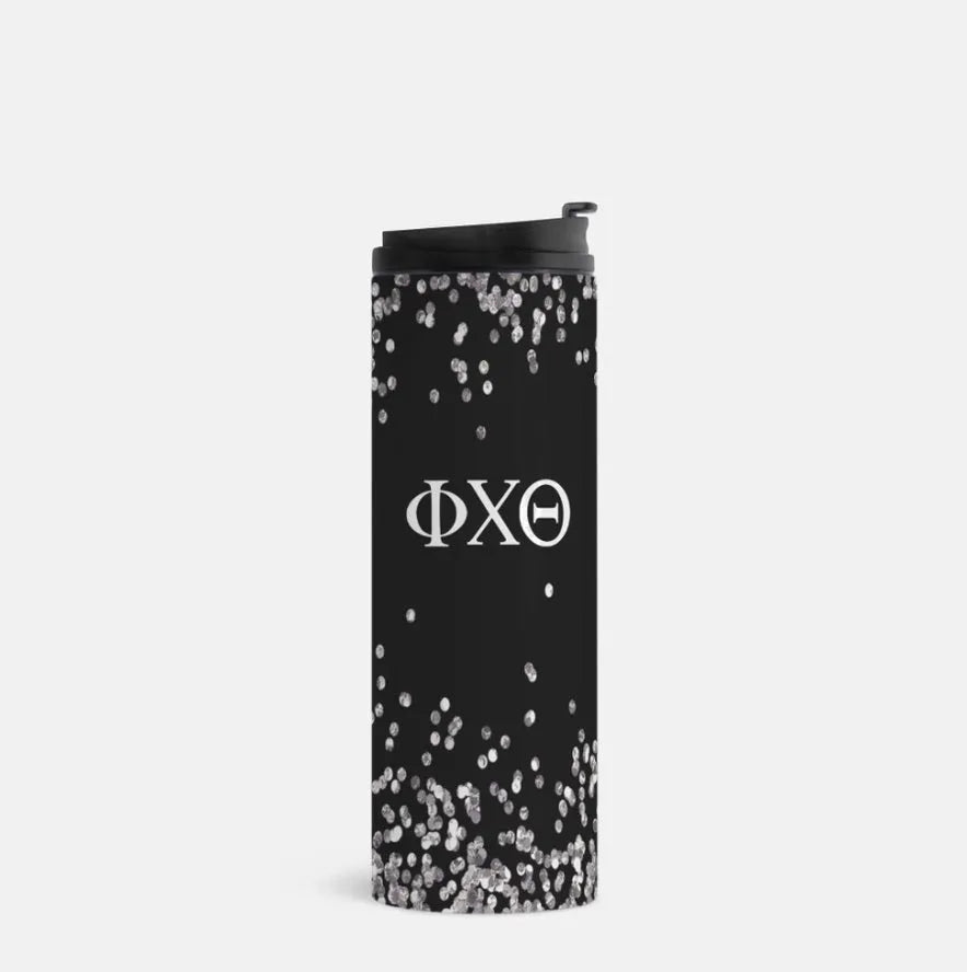 Phi Chi Theta Thermal Tumbler 16 oz. Glitter - Custom Gifts Travel Mug