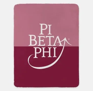Pi Beta Phi XL 60x80 Sherpa Throw Blanket - Wine Color Block Throw Blankets