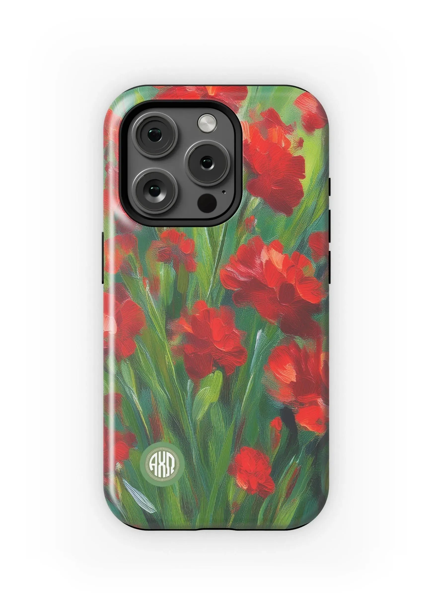 Alpha Chi Omega iPhone 16, 15, 14 Mobile Phone Case - Bold Carnations Matte Mobile Phone Cases