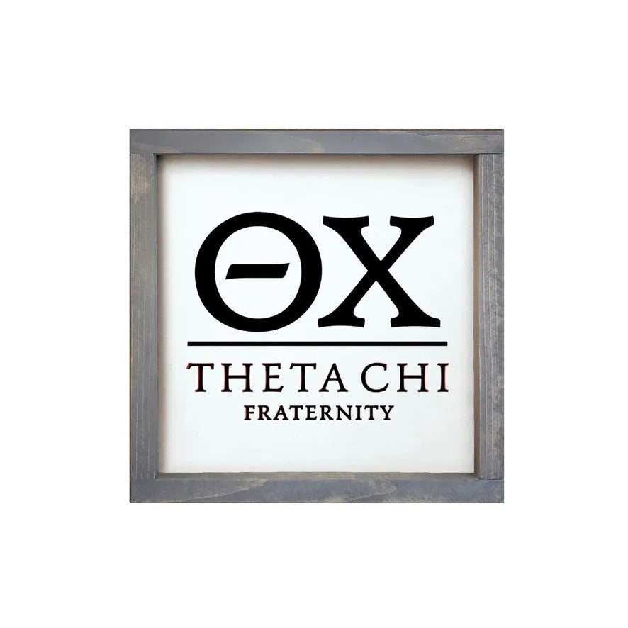 Theta Chi 12x12 Wood Framed Sign Black Weathered Gray Wall Art & Signs