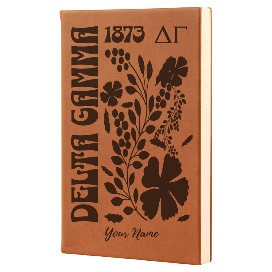 Delta Gamma Personalized Leatherette Notebook - Retro Floral | DG