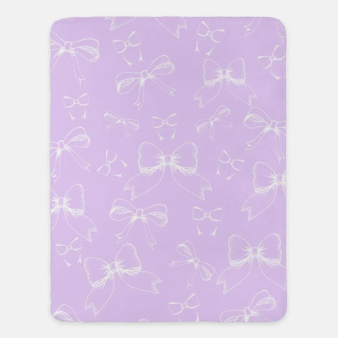 Bows XL 60x80 Sherpa Blanket Lavender Classic Throw Blankets