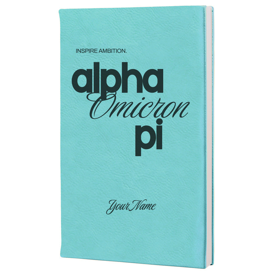 Alpha Omicron Pi Personalized Leatherette Notebook - AOII