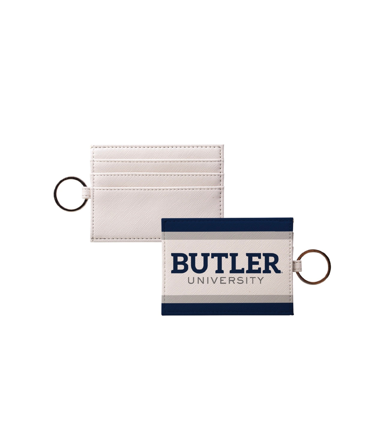 Butler University Vegan Saffiano Leather Keychain Cardholder -Stripes