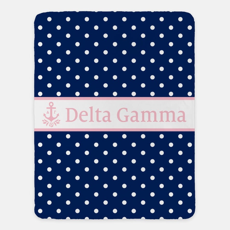 Delta Gamma XL 60x80 Sherpa Throw Blanket - Polka Dot