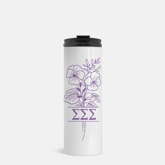 Tri Sigma Thermal Tumbler 16 oz. - Violet Monogram White Drinkware