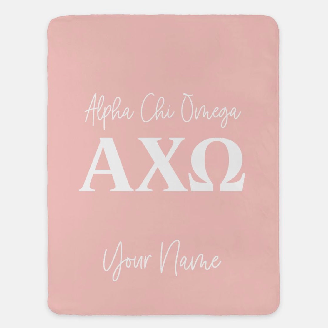 Personalized Alpha Chi Omega XL 60x80 Sherpa Blanket | AXO Gifts & Decor | Campus Greek Fit