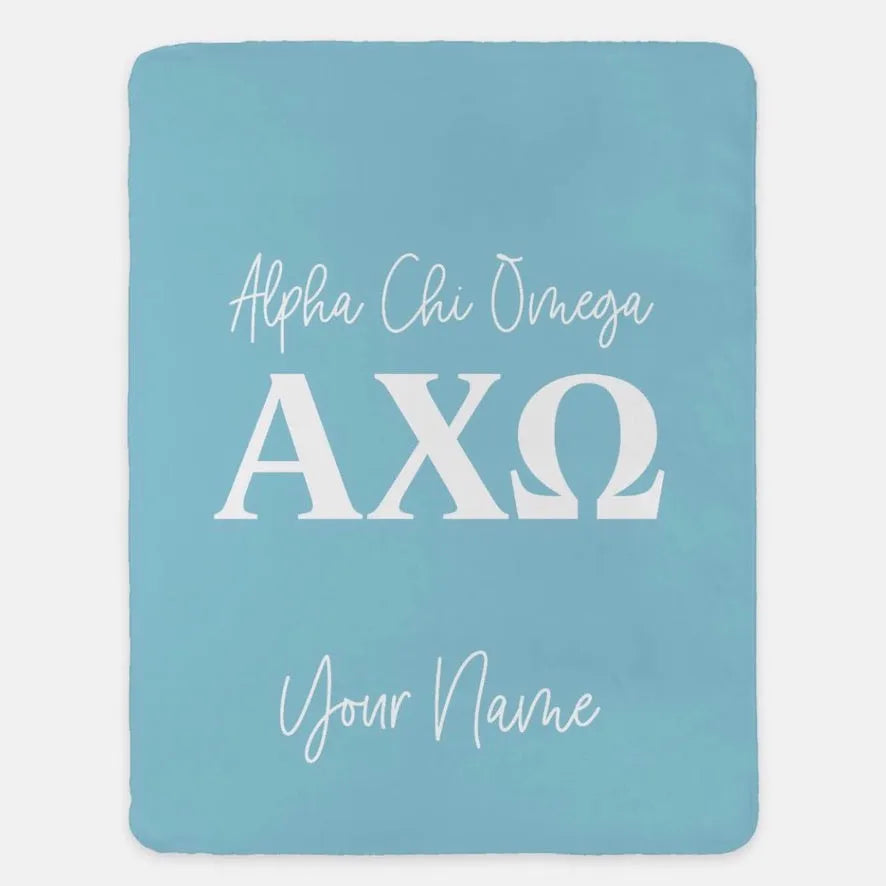 Personalized Alpha Chi Omega XL 60x80 Sherpa Blanket Olympus Throw Blankets