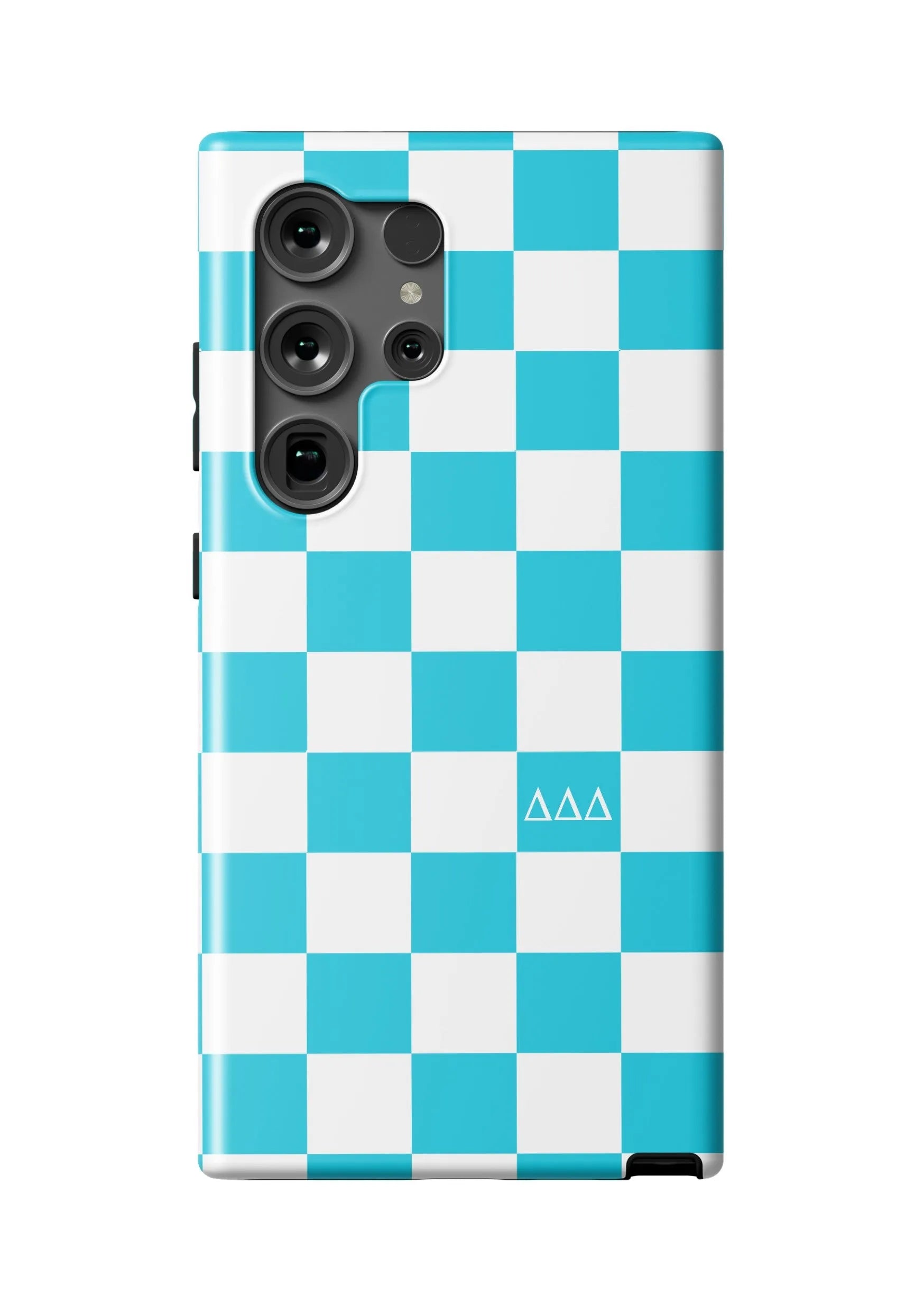 Tri Delta Samsung Galaxy 24, 23 Mobile Phone Case - Bright Blue Check Matte Mobile Phone Cases
